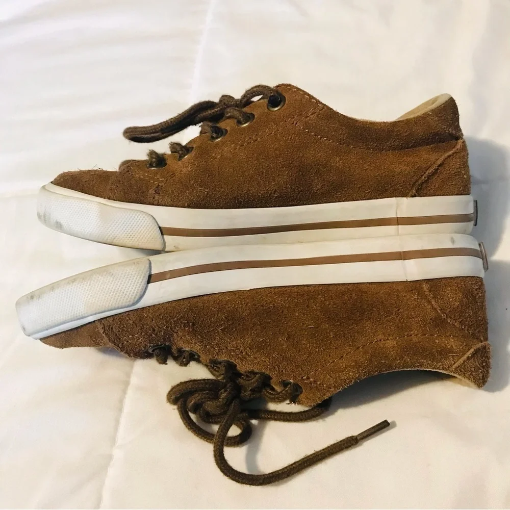 Janie and Jack Brown Leather Suede Lace Up Sneaker Shoes Boy’s size 12 4 4T 5